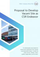 Bi fold proposal to develop vacant site as csr endeavor pdf ppt template one pager