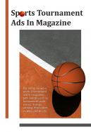 Bi fold sports tournament ads in magazine document report pdf ppt template