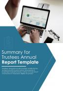 Bi fold summary for trustees annual document report pdf ppt template