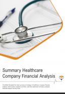 Bi fold summary healthcare company financial analysis document report pdf ppt template