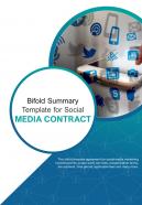 Bi Fold Summary Template For Social Media Contract Document Report PDF PPT One Pager