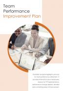 Bi fold team performance improvement plan document report pdf ppt template one pager