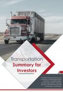 Bi fold transportation summary for investors document report pdf ppt template