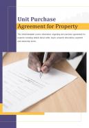 Bi fold unit purchase agreement for property document report pdf ppt template one pager