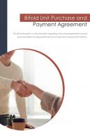 Bi fold unit purchase and payment agreement document report pdf ppt template one pager