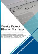 Bi fold weekly project planner summary document report pdf ppt template