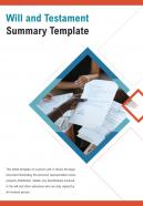 Bi fold will and testament summary template pdf ppt template one pager