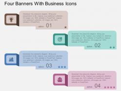 Bi four banners with business icons flat powerpoint design