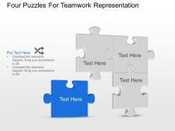 Bi four puzzles for teamwork representation powerpoint template slide