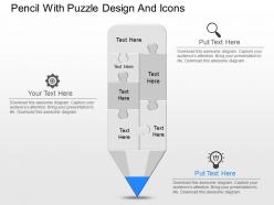 Bi pencil with puzzle design and icons powerpoint template