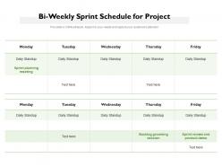 Bi weekly sprint schedule for project