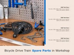 Bicycle drive train spare parts in workshop