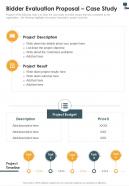 Bidder Evaluation Proposal Case Study One Pager Sample Example Document
