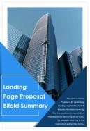 Bifold landing page proposal summary document report pdf ppt template one pager
