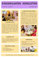 Monthly Kindergarten Updates Newsletter For Parents Presentation Report Infographic PPT PDF Document