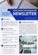 Bifold One Page Annual Newsletter For Non Profit Organization Presentation Infographic Ppt Pdf Document