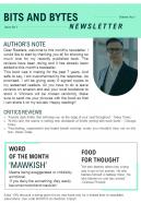 Bifold One Page Author Newsletter For Readers Presentation Report Infographic Ppt Pdf Document