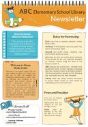 Bifold One Page Elementary School Library Newsletter Presentation Report Infographic Ppt Pdf Document