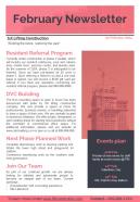 Bifold One Page February Newsletter For Construction Company Presentation Report Infographic PPT PDF Document