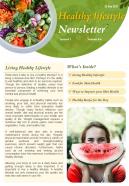 Bifold One Page Healthy Lifestyle Newsletter Presentation Report Infographic Ppt Pdf Document
