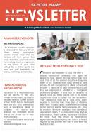 Bifold One Page High School Newsletter Presentation Report Infographic Ppt Pdf Document
