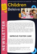 Bifold One Page Non Profit Association For Children Newsletter Presentation Infographic PPT PDF Document