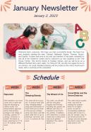 Bifold One Page Preschool Monthly Newsletter Presentation Report Infographic Ppt Pdf Document