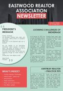 Bifold One Page Realtor Association Newsletter Presentation Report Infographic Ppt Pdf Document