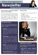 Bifold One Page Stress Management Newsletter Presentation Report Infographic Ppt Pdf Document