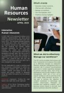 Bifold One Pager HR Year End Newsletter Presentation Report Infographic Ppt Pdf Document
