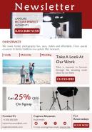 Bifold One Pager Photography Email Newsletter Presentation Report Infographic Ppt Pdf Document