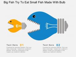 Big fish try to eat small fish made with bulb flat powerpoint design