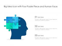 Big idea icon with four puzzle piece and human face