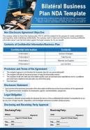 Bilateral business plan nda template presentation report infographic ppt pdf document