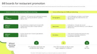 Bill Boards For Restaurant Promotion Online Promotion Plan For Food Business