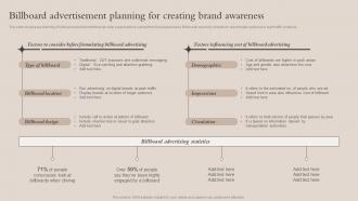 Billboard Advertisement Planning For Brand Awareness Brand Recognition Strategy For Increasing
