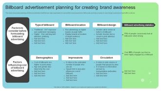 Billboard Advertisement Planning For Creating Brand Online And Offline Brand Marketing Strategy
