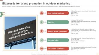 Billboards For Brand Promotion In Outdoor Marketing Approaches Of Traditional Media