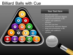 Billiard balls with cue powerpoint presentation slides db
