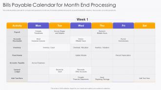 Bills Payable Calendar For Month End Processing