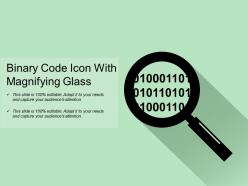 Binary code icon with magnifying glass