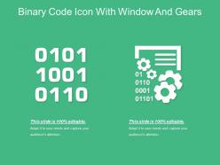 Binary code icon with window and gears
