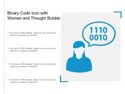 Binary code icon with women and thought bubble