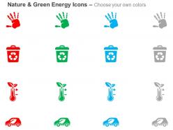 Bio chemical recycling hand print eco friendly vehicle ppt icons graphics