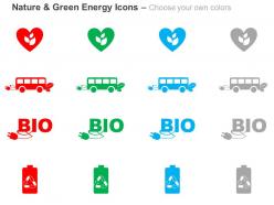 Bio energy battery bus green energy ppt icons graphics