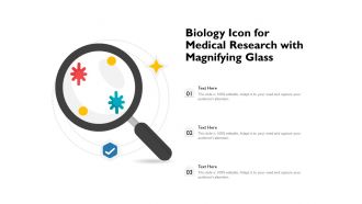 Biology icon for medical research with magnifying glass
