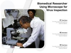Biomedical researcher using microscope for virus inspection