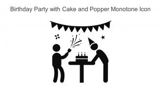 Birthday Party With Cake And Popper Monotone Icon In Powerpoint Pptx Png And Editable Eps Format