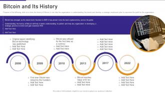 Bitcoin And Its History Ppt File Infographic Template