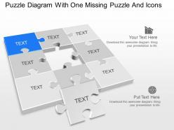 Bj puzzle diagram with one missing puzzle and icons powerpoint template